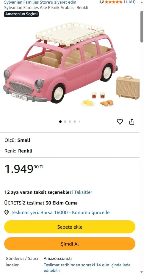 Sylvanian Families Aile Piknik Arabası, Renkli