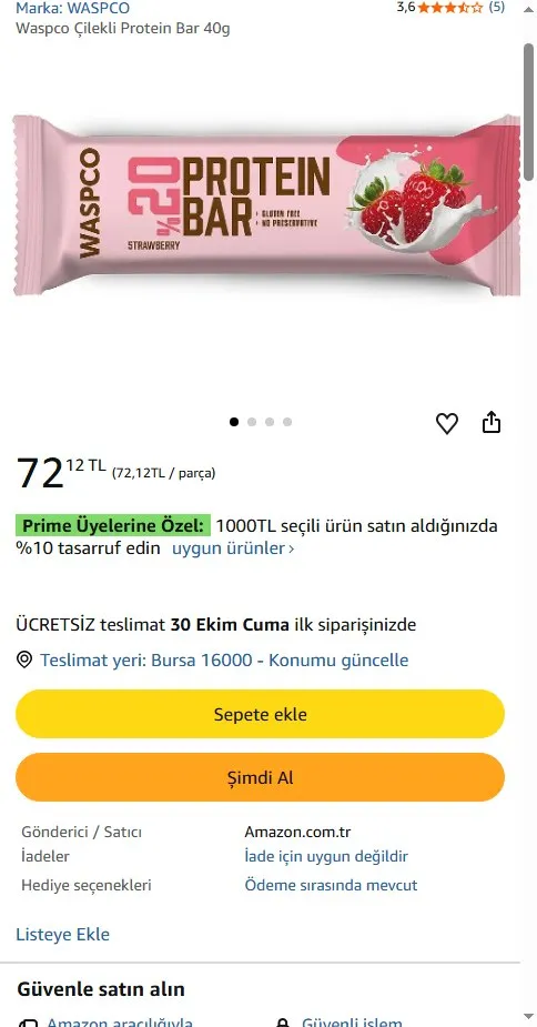 Waspco Çilekli Protein Bar 40g