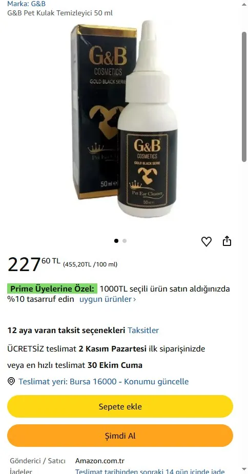 G&B Pet Kulak Temizleyici 50 ml