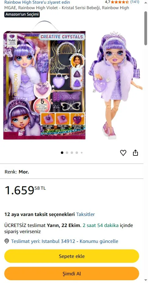 MGAE, Rainbow High Violet - Kristal Serisi Bebeği, Rainbow High