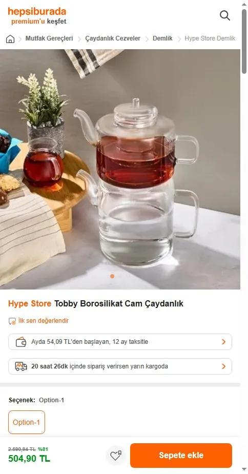 Hype Store Tobby Borosilikat Cam Çaydanlık