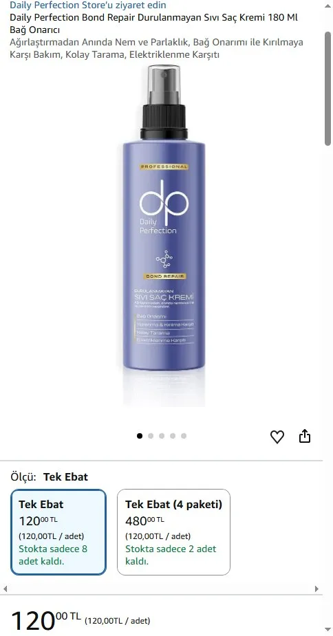 Daily Perfection Bond Repair Durulanmayan Sıvı Saç Kremi 180 Ml Bağ Onarıcı