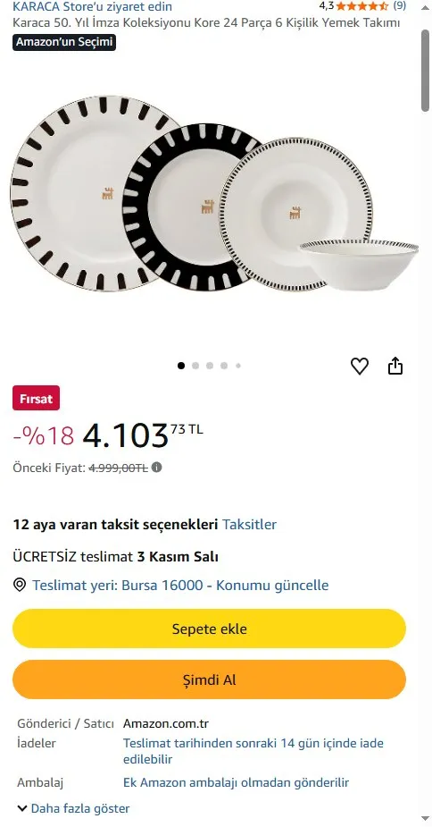 Karaca 50. Yıl İmza Koleksiyonu Kore 24 Parça 6 Kişilik Yemek Takımı