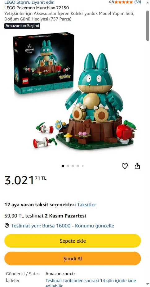 LEGO Pokémon Munchlax 72150