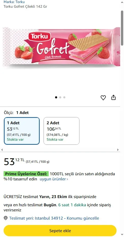 Torku Gofret Çilekli 142 Gr