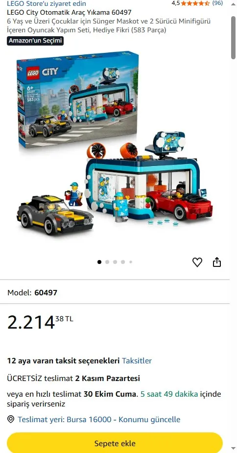 LEGO City Otomatik Araç Yıkama 60497