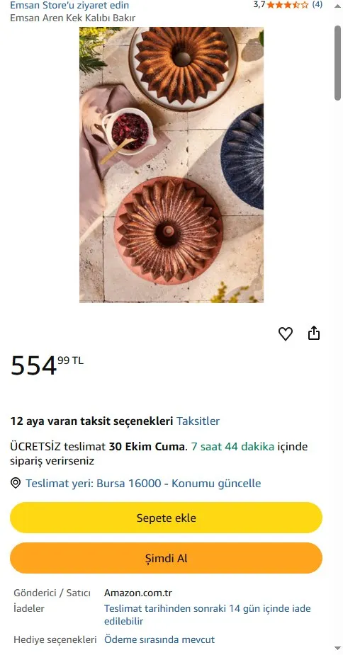 Emsan Aren Kek Kalıbı Bakır