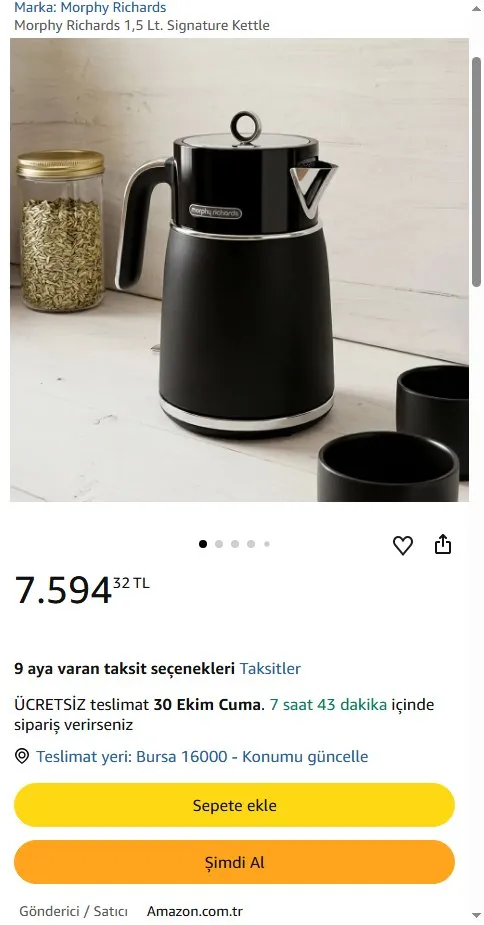 Morphy Richards 1,5 Lt. Signature Kettle