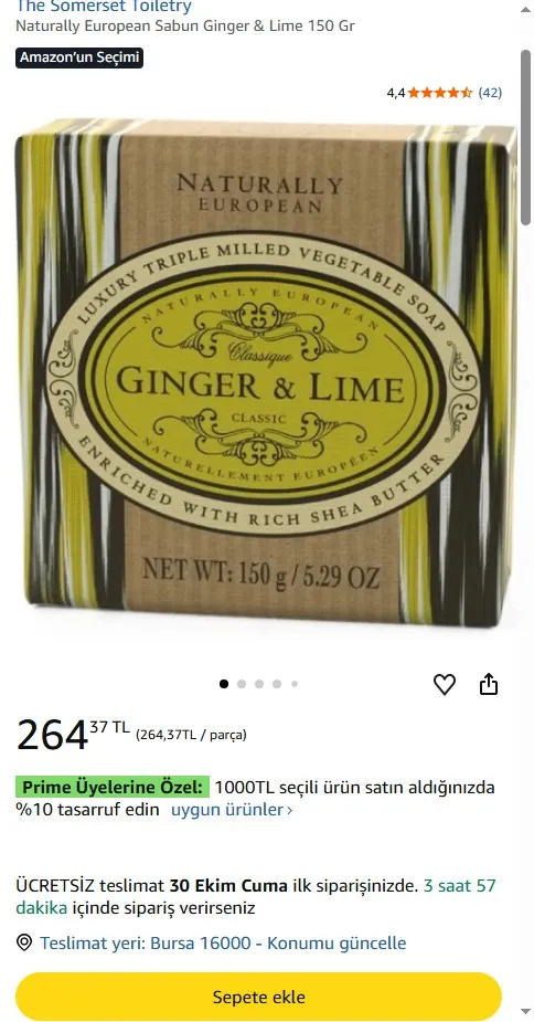 Naturally European Sabun Ginger & Lime 150 Gr