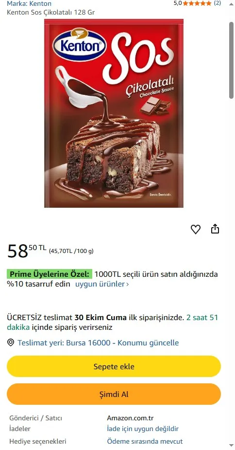 Kenton Sos Çikolatalı 128 Gr