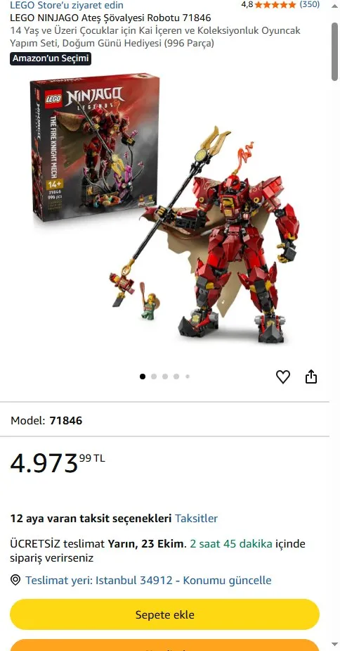 LEGO NINJAGO Ateş Şövalyesi Robotu 71846