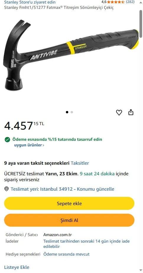Stanley Fmht1/51277 Fatmax® Titreşim Sönümleyiçi Çekiç