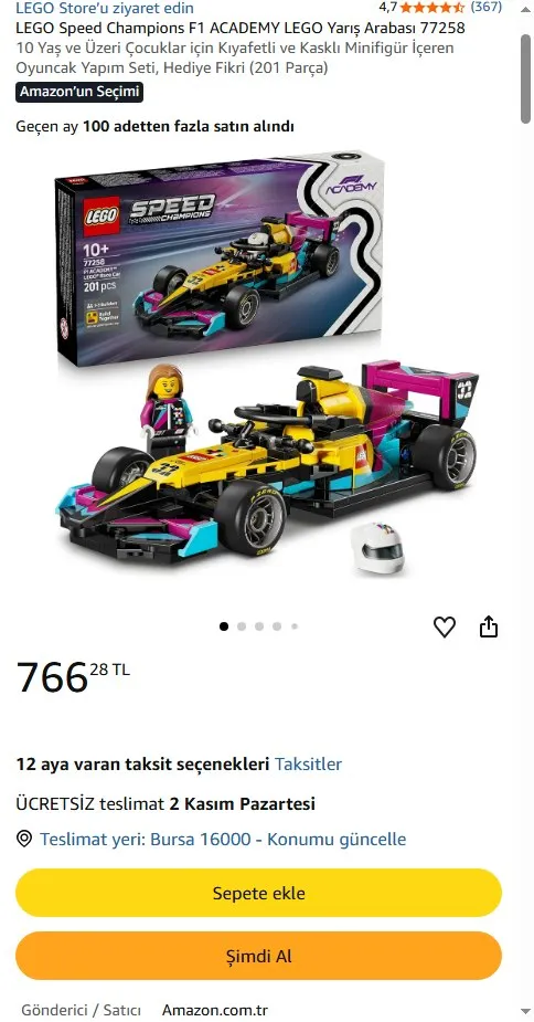 LEGO Speed Champions F1 ACADEMY LEGO Yarış Arabası 77258