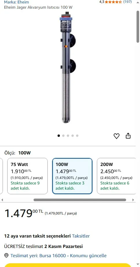 Eheim Jager Akvaryum Isıtıcısı 100 W