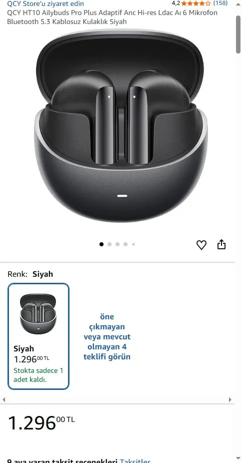 QCY HT10 Ailybuds Pro Plus Adaptif Anc Hi-res Ldac Aı 6 Mikrofon Bluetooth 5.3 Kablosuz Kulaklık Siyah