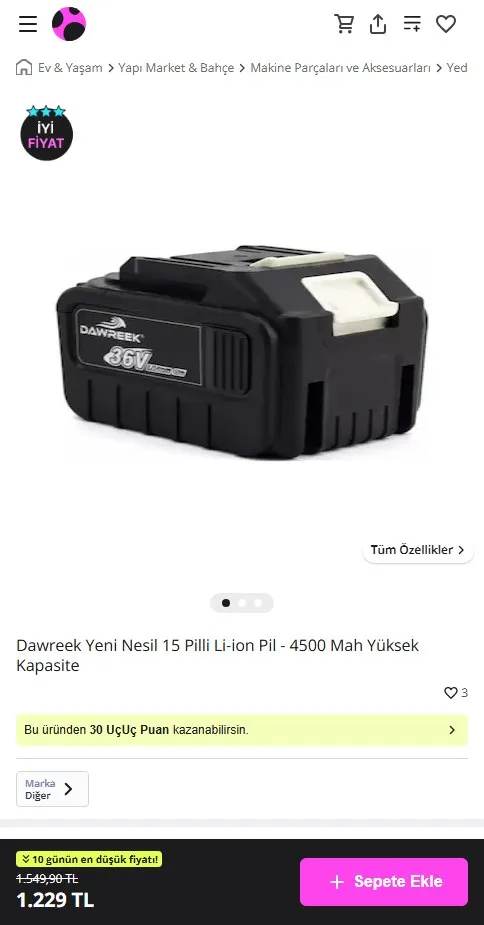 Dawreek Yeni Nesil 15 Pilli Li-ion Pil - 4500 Mah Yüksek Kapasite