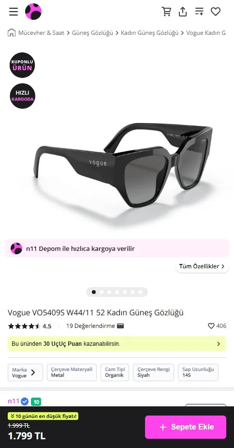 Vogue VO5409S W44/11 52 Kadın Güneş Gözlüğü