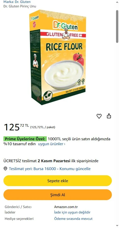 Dr. Gluten Pirinç Unu