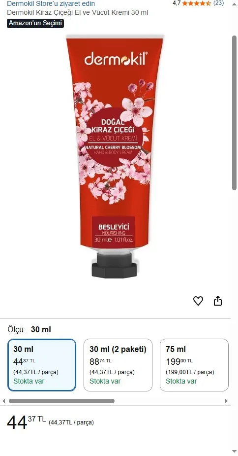 Dermokil Kiraz Çiçeği El ve Vücut Kremi 30 ml