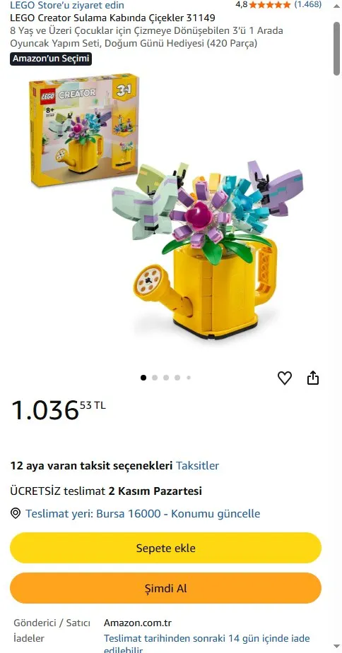 LEGO Creator Sulama Kabında Çiçekler 31149