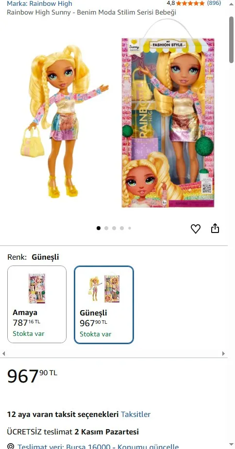 Rainbow High Sunny - Benim Moda Stilim Serisi Bebeği