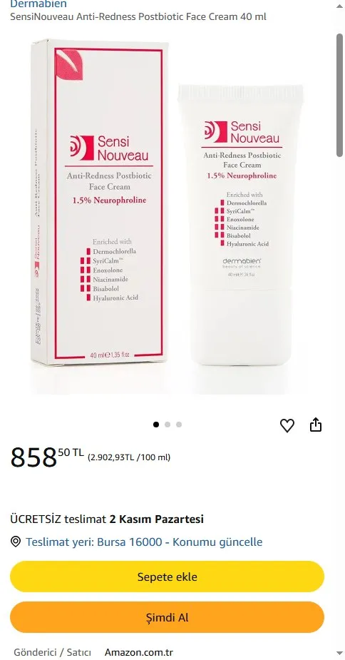 SensiNouveau Anti-Redness Postbiotic Face Cream 40 ml