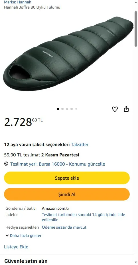 Hannah Joffre 80 Uyku Tulumu