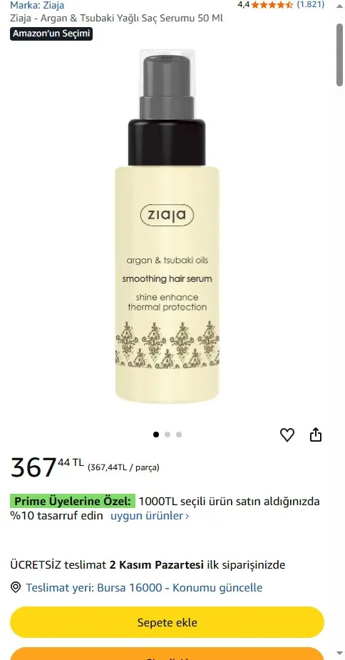 Ziaja - Argan & Tsubaki Yağlı Saç Serumu 50 Ml