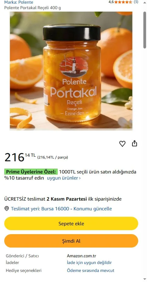 Polente Portakal Reçeli 400 g