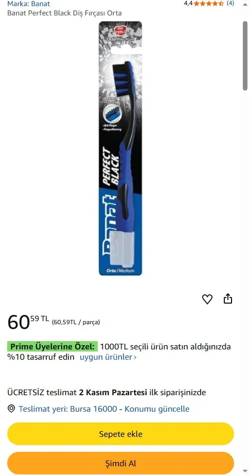 Banat Perfect Black Diş Fırçası Orta