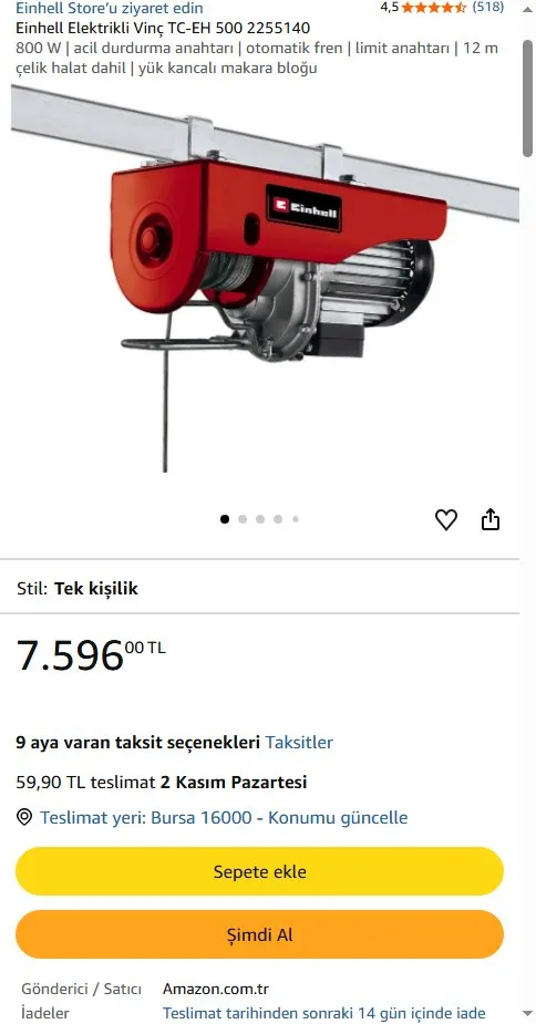 Einhell Elektrikli Vinç TC-EH 500 2255140
