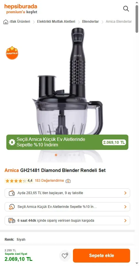 Arnica GH21481 Diamond Blender Rendeli Set