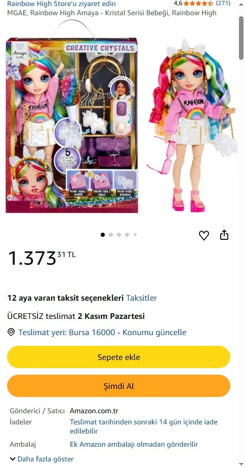 MGAE, Rainbow High Amaya - Kristal Serisi Bebeği, Rainbow High