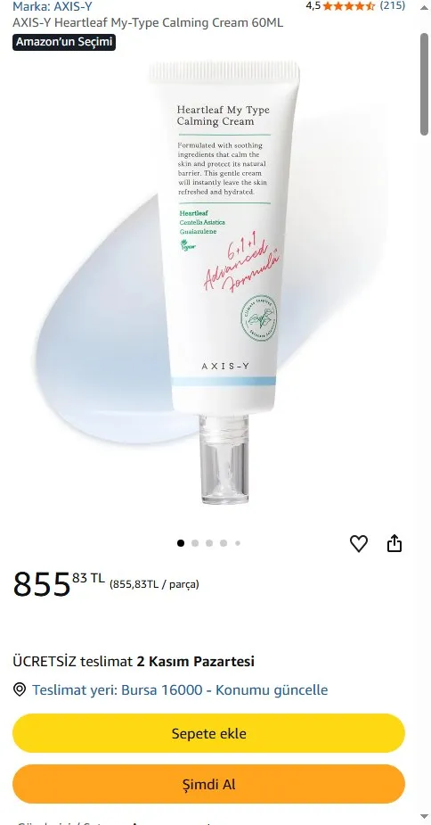 AXIS-Y Heartleaf My-Type Calming Cream 60ML
