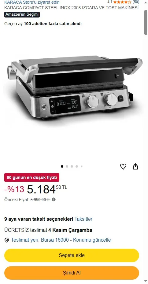 KARACA COMPACT STEEL INOX 2008 IZGARA VE TOST MAKİNESİ