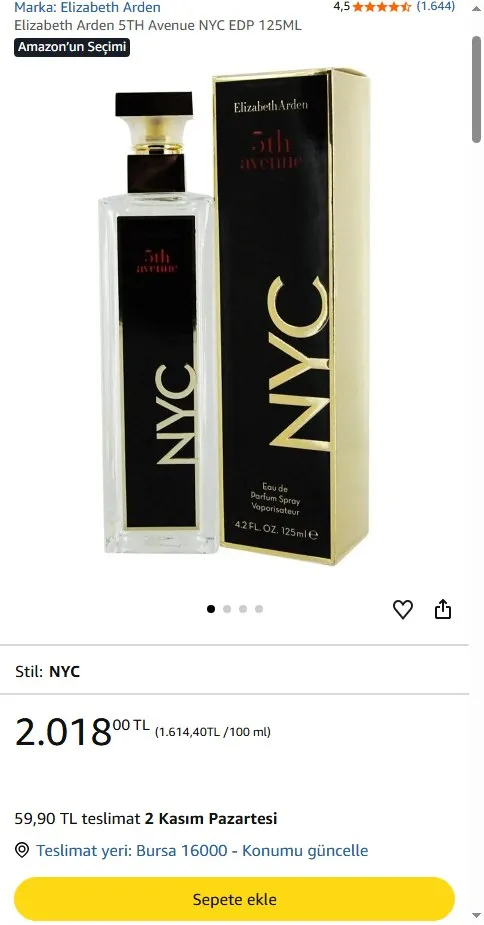 Elizabeth Arden 5TH Avenue NYC EDP 125ML