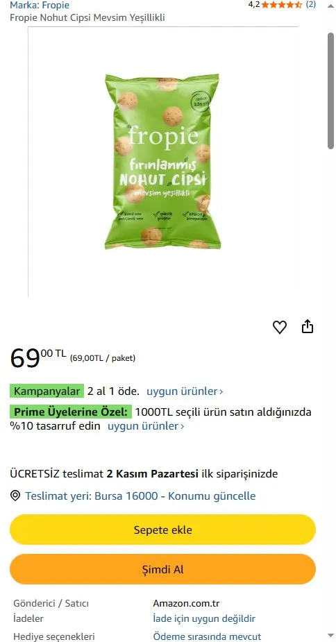 Fropie Nohut Cipsi Mevsim Yeşillikli