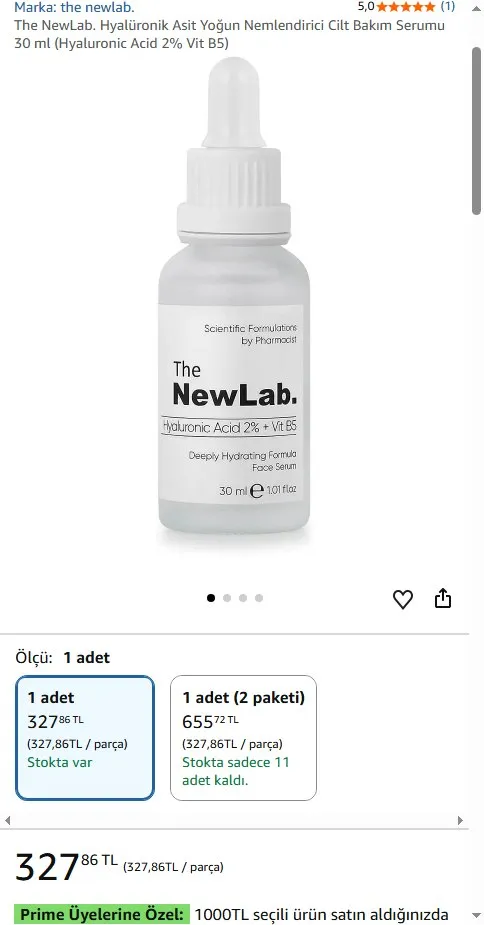 The NewLab. Hyalüronik Asit Yoğun Nemlendirici Cilt Bakım Serumu 30 ml (Hyaluronic Acid 2% Vit B5)