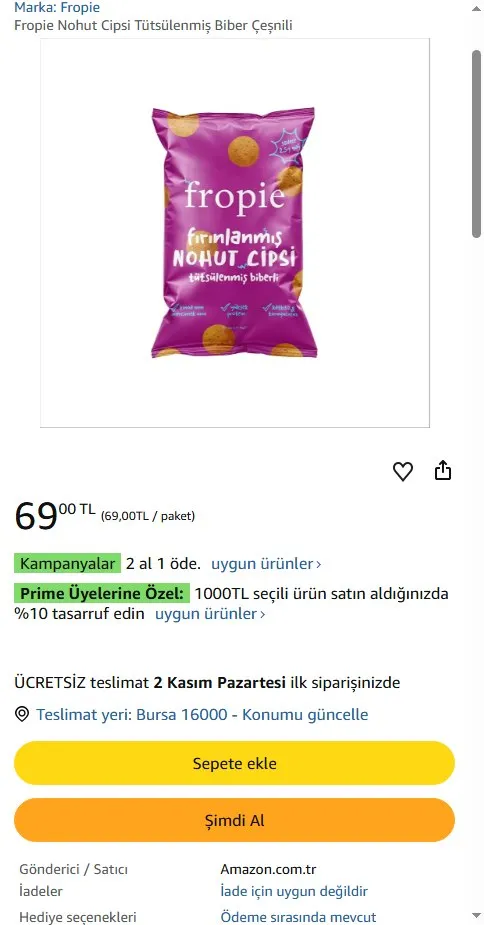 Fropie Nohut Cipsi Tütsülenmiş Biber Çeşnili