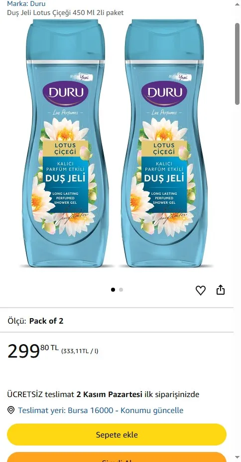 Duş Jeli Lotus Çiçeği 450 Ml 2li paket