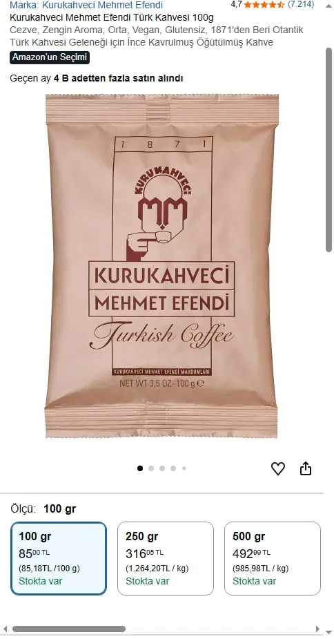Kurukahveci Mehmet Efendi Türk Kahvesi 100g
