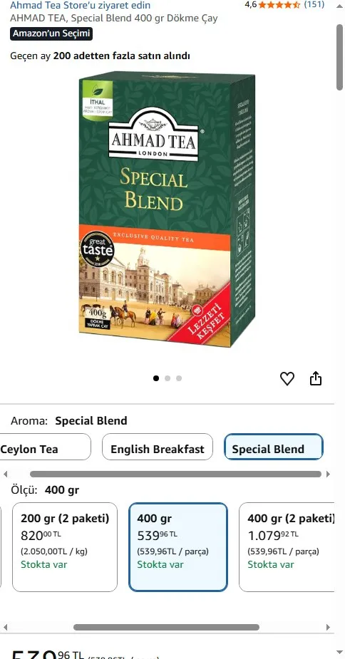 AHMAD TEA, Special Blend 400 gr Dökme Çay