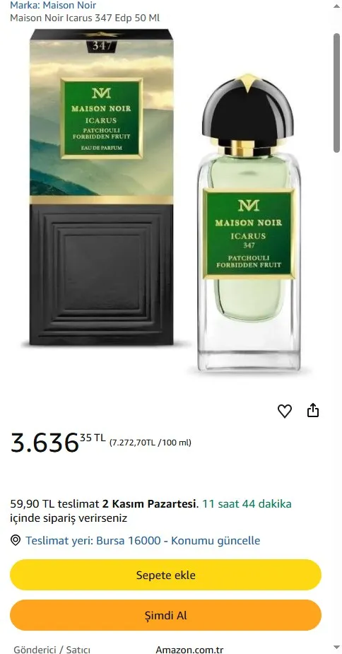 Maison Noir Icarus 347 Edp 50 Ml