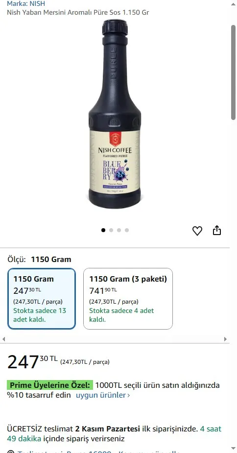 Nish Yaban Mersini Aromalı Püre Sos 1.150 Gr