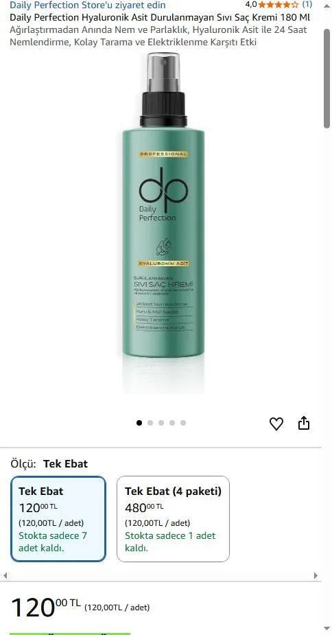 Daily Perfection Hyaluronik Asit Durulanmayan Sıvı Saç Kremi 180 Ml