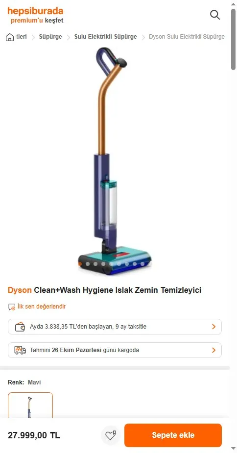Dyson Clean+Wash Hygiene Islak Zemin Temizleyici