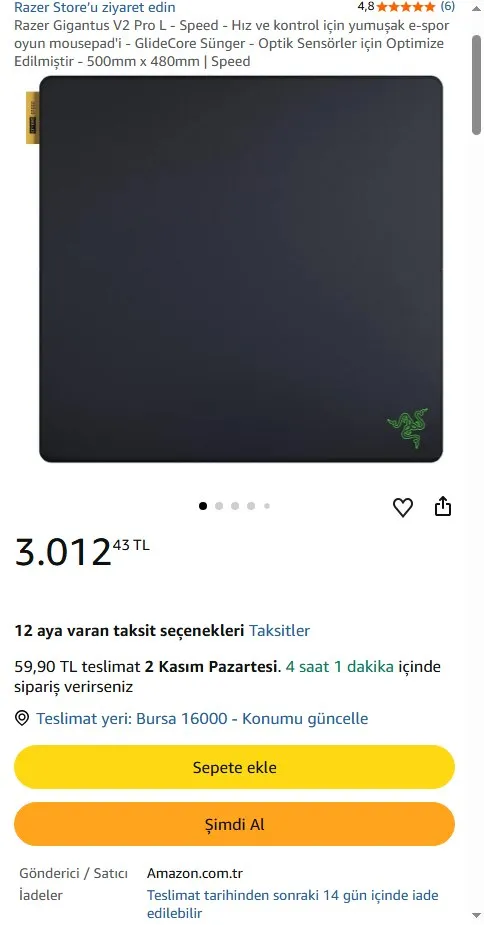 Razer Gigantus V2 Pro L - Speed - Hız ve kontrol için yumuşak e-spor oyun mousepad'i - GlideCore Sünger - Optik Sensörler için Optimize Edilmiştir - 500mm x 480mm | Speed