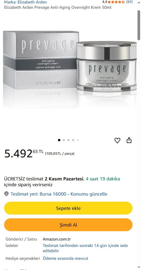 Elizabeth Arden Prevage Anti-Aging Overnight Krem 50ml