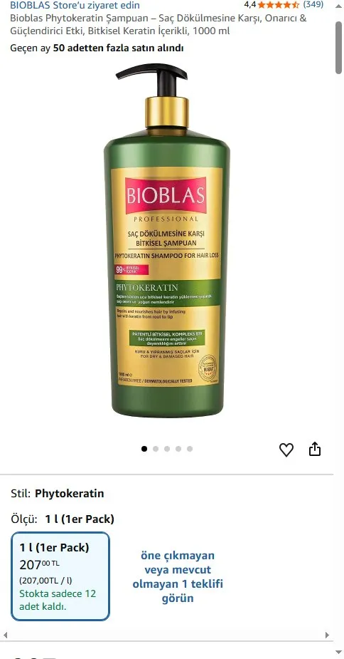 Bioblas Phytokeratin Şampuan – Saç Dökülmesine Karşı, Onarıcı & Güçlendirici Etki, Bitkisel Keratin İçerikli, 1000 ml