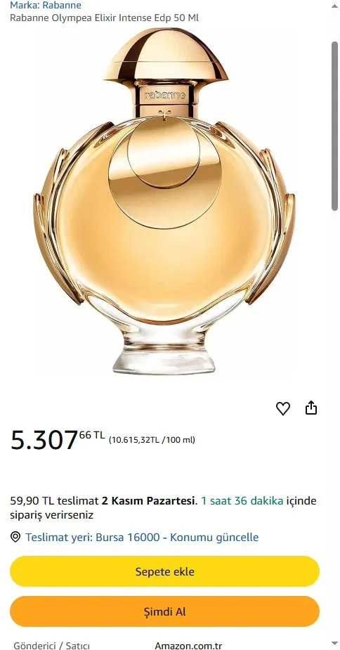 Rabanne Olympea Elixir Intense Edp 50 Ml